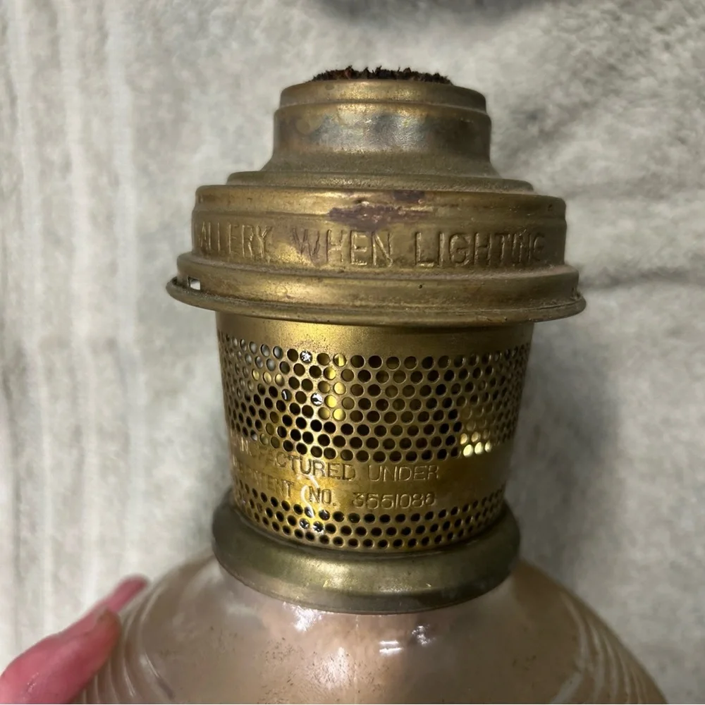 Vintage Brass and Glass Oil Lamp
